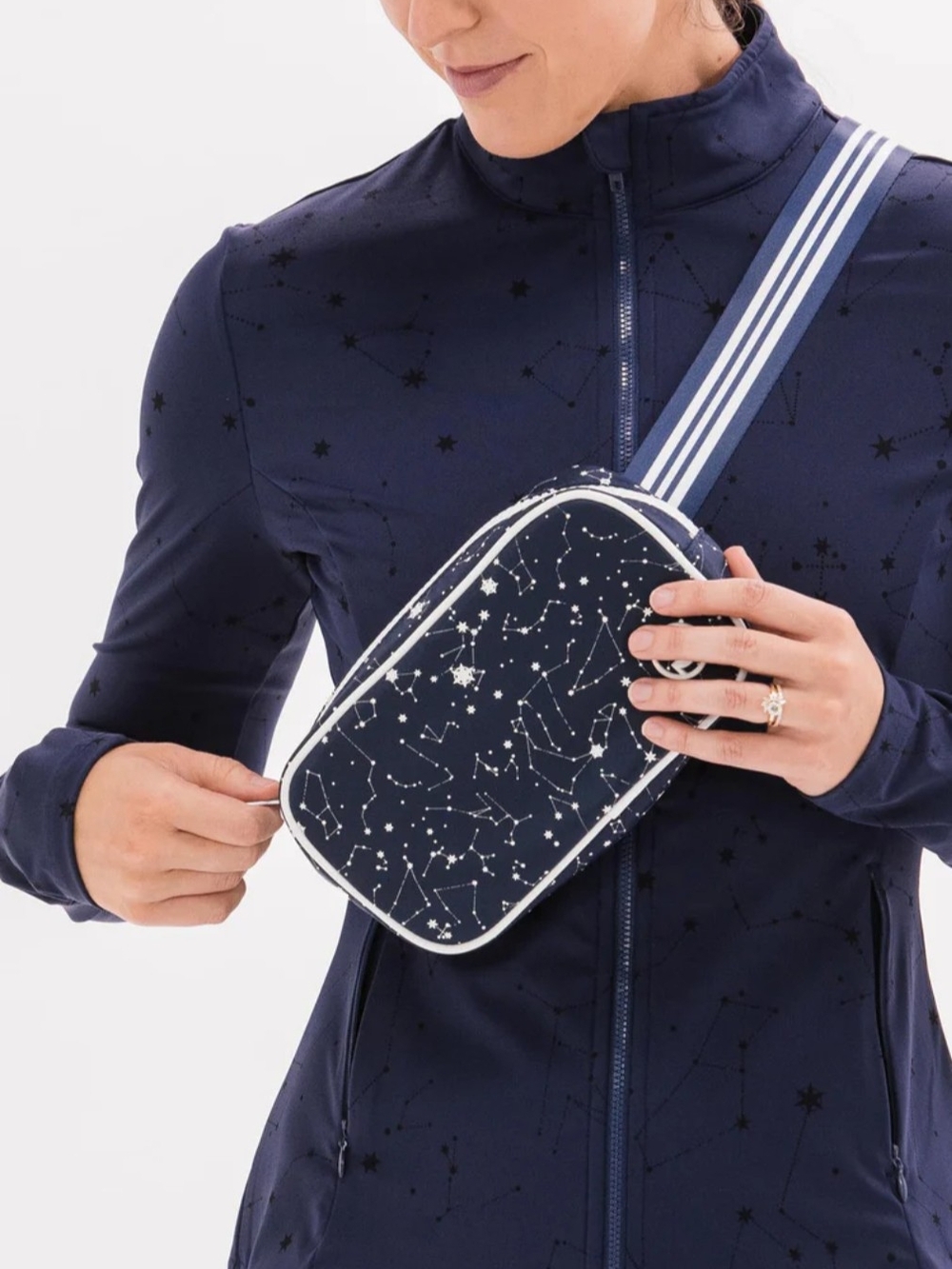 Foray Golf Belt Bag Crossbody Bag Navy/Constellation Print